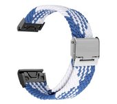 Correa Solo Loop Ajustable Trenzada Para Garmin Tactix Delta - Solar Edition With Ballistics Azul Y Blanco