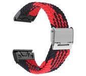 Correa Solo Loop Ajustable Trenzada Para Garmin Instinct Solar - Tactical Edition Rojo Y Negro