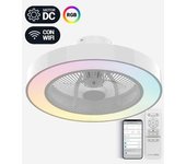 Universalblue Ven Tilador De Techo Con Aspas Ocultas - Ventilador De Techo Sin Aspas, Luz Led Y Wifi - Blanco Tramontana 6051w