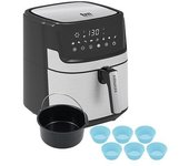 Tm Electron Tmpfr255 Airmaxx Freidora Sin Aceite Xxl, Capacidad De 5,5 Litros, Cestillo Antiadherente, Incluye Molde Para Pasteles Y 6 Moldes De