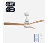 Universalblue Ventilador De Techo De Madera Con Luz Led Y Wifi - Motor Dc Silencioso - Bajo Consumo Alm 6056w