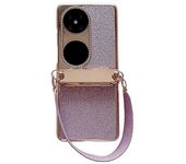 Funda Rígida Para Huawei Pocket 2 Con Galvanoplastia Y Purpurina, Con Correa Para La Muñeca, Color Rosa
