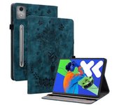Funda Para Lenovo Tab P12 Pro 12.7 2025/xiaoxin Pad Pro 12.7 (2025), Tarjetero, Funda De Piel Antiarañazos Con Estampado De Flores Rosas, Color Azul
