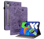 Funda Para Lenovo Tab P12 Pro 12.7 2025/xiaoxin Pad Pro 12.7 (2025), Tarjetero, Funda De Piel Antiarañazos Con Estampado De Flores Rosas, Color Morado