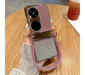 Funda Rígida Para Huawei Pocket 2 Con Galvanoplastia Y Purpurina, Con Correa Para La Muñeca, Color Rosa Degradado