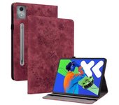Funda Para Lenovo Tab P12 Pro 12.7 2025/xiaoxin Pad Pro 12.7 (2025), Tarjetero, Funda De Piel Antiarañazos Con Estampado De Flores Rosas, Color Rojo