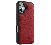 Funda Para Iphone 16 Con Revestimiento De Piel De Vaca Auténtica, Color Rojo