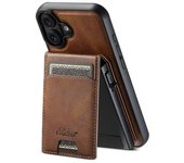 Funda Magnética Con Textura Cerosa Y Ranuras Para Tarjetas Para Iphone 16, Funda Trasera De Cuero