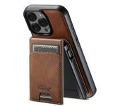 Funda Magnética Con Textura Cerosa Y Ranuras Para Tarjetas Para Iphone 16 Pro, Carcasa Trasera De Cuero