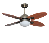 Bastilipo - Bastilipo Bermeo Cuero Ventilador Techo Con Mando A Distancia E27, 60 W, Blanco, 105 X 41 Cm, Eficiencia Energética G
