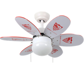 Bastilipo - Sevilla Fc - Ventilador De Techo Con Palas Reversibles Blancas Y Rojas. Oficial Del Sevilla Fútbol Club