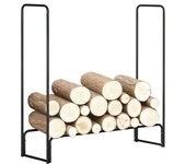 Estante De Leña Para Chimenea De Metal 122x35x122 Cm - Homcom. Negro