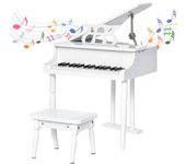 Piano De Cola Para Niños 30 Teclas Con Taburete Atril Blanco Homcom