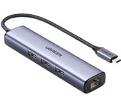 Adaptador Ugreen 20917 Cm475 4in1 Type-c A 3usb3.0 100mbps Para Huawei Mate40/p50 Samsung S20