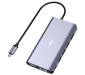 Adaptador Aigo H9 9in1 Type-c A 3usb3.0 Hdmi Sd/tf Pd Vga 1000mbps Para Huawei Mate40/p50 Samsung S20