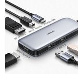 Adaptador Ugreen 80865 Cm384 6in1 Type-c A Hub Pd100w Hdmi/dp/minidp 4k60hz 2usb2.0 Para Huawei Mate40/p50 Samsung S20