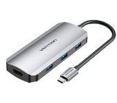 Adaptador Vention Af 6in1 Type-c A 3usb3.0 Pd100w Hdmi Type-c Para Huawei Mate40/p50 Samsung S20