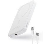Power Bank Mini 5000mah Baseus Compatible Con Magsafe Blanco - Carga Rápida 20w Y Cable Tipo C Inlcuido