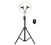 Aro De Luz Ksix, Doble Soporte Smartphone, 30cm Diámetro, Trípode 1,60m Regulable, 3 Temperaturas, 10 Intensidades Luz