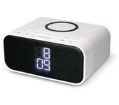 Despertador Cargador Inalámbrico Ksix 10w, Tec. Qi, Altavoz Wireless, Radio Fm, 2 Alarmas, 3 Intensidades Luz, Blanco
