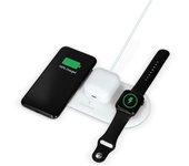Cargador Inalámbrico 3en1 Ksix 15 W, Tec. Qi, Compat. Móvil, Airpods Y Apple Watch, Cargador De Red Incluido, Blanco