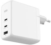 Cargador De Red Ksix 100w, Gan, Pps, Power Delivery, Materiales Sostenibles, 2 X Usb-c + 1 X Usb-a, Blanco