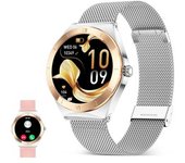 Smartwatch Ksix Lya, Pantalla Amoled 1.19", Aut. 5s, Correa Metal Y Silicona, Modos Deporte Y Salud, Llamadas, Plata