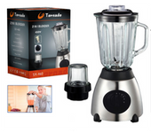 Batidora De Vaso De Vidrio 450w Con Accesorio De Molinillo Tornado 5 Velocidades Cuchillas De Acero Inoxidable