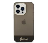 Funda Guess De Silicona Translúcida Para Apple Iphone 14 Pro Max Color Negro Con Logo Dorado