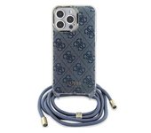 Funda Guess En Silicona Diseño 4g Con Cordón Para Iphone 15 Pro Max Color Azul Guhcp15xhc4seb
