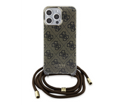 Funda Guess En Silicona Diseño 4g Con Cordón Para Iphone 15 Pro Max Color Marrón Guhcp15xhc4sew