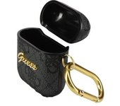Funda Airpods Rígida Diseño Guess Logo Relieve Negro
