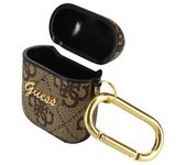 Funda Airpods Rígida Diseño Guess Logo Relieve Marrón