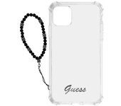 Carcasa Iphone 12 Pro Max Transparente Con Joya De Perlas Pulsera Negra Guess