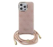 Funda Guess En Silicona Diseño 4g Con Cordón Para Iphone 15 Pro Max Color Rosa Guhcp15xhc4sep
