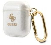 Funda Guess Silicona Para Apple Airpods Blanca Glitter Modelo Gua2ucg4gt