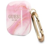 Funda Guess Silicona Para Apple Airpods Rosa Marmolado Modelo Gua2unmp