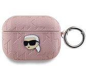 Estuche Para Airpods Pro Con Monograma Y Diseño De Cabeza De Karl En Relieve