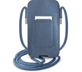 Funda Bolso Cartera De Piel Sintética Guess Para Teléfono Modelo Saffiano Con Logo Metálico Azul Guphlpsasbbl