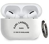 Funda Silicona Karl Lagerfeld Diseño Rue Saint Guillaume Para Apple Airpods Pro Color Blanco Klacapsilrsgwh