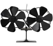 Ventilador De Estufa De Calor De 6 Aspas De Doble Cabezal Negro Para Ventilador Doméstico No Eléctrico De Chimenea
