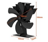 Chimenea Negra, 6 Aspas, Estufa De Calor Con Ventilador, Komin Log, Quemador De Madera, Ventilador Silencioso Ecológico, Distribución Eficiente Del