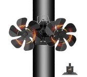 Ventilador De Quemador De Leña Mejorado, Ventilador De Estufa De Leña Alimentado Por Calor De 12 Aspas, Tubo De Humos, Ventilador Para Hogar Montado