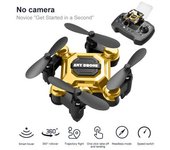 Mini Dron Plegable, Avión Portátil De Altitud Fija Para Niños (3 Baterías - Duración De La Batería: 10 Min - Dorado)