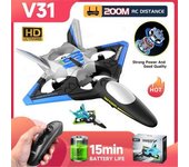 Avión Planeador De Espuma V31 Drone Con Cámara 4k (duración De La Batería: 15 Min - 4 Baterías - Azul)