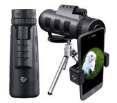 Telescopio Monocular 10-30x42 Para Adultos, Alcance Monocular Hd Impermeable Con Trípode Para Teléfono Inteligente Para Observación Negro