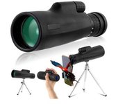 Telescopio Monocular 10-30x50 Para Adultos, Alcance Monocular Hd Impermeable Con Trípode Para Teléfono Inteligente Para Observación - Negro