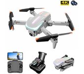Mini Dron Plegable K109 Con Luz De Respiración Colorida De Cámara Dual 4k (batería 2 - Duración De La Batería: 12 Min - Gris)