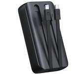 Powerbank 30w 10000mah Con Iphone Integrado Y Cables Usb-c Negro