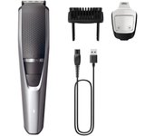 Barbero Philips BEARDTRIMMER Series 3000 BT3239/15 Cuchillas Autoafilables Lift & Trim Batería 90min Negro/Plata